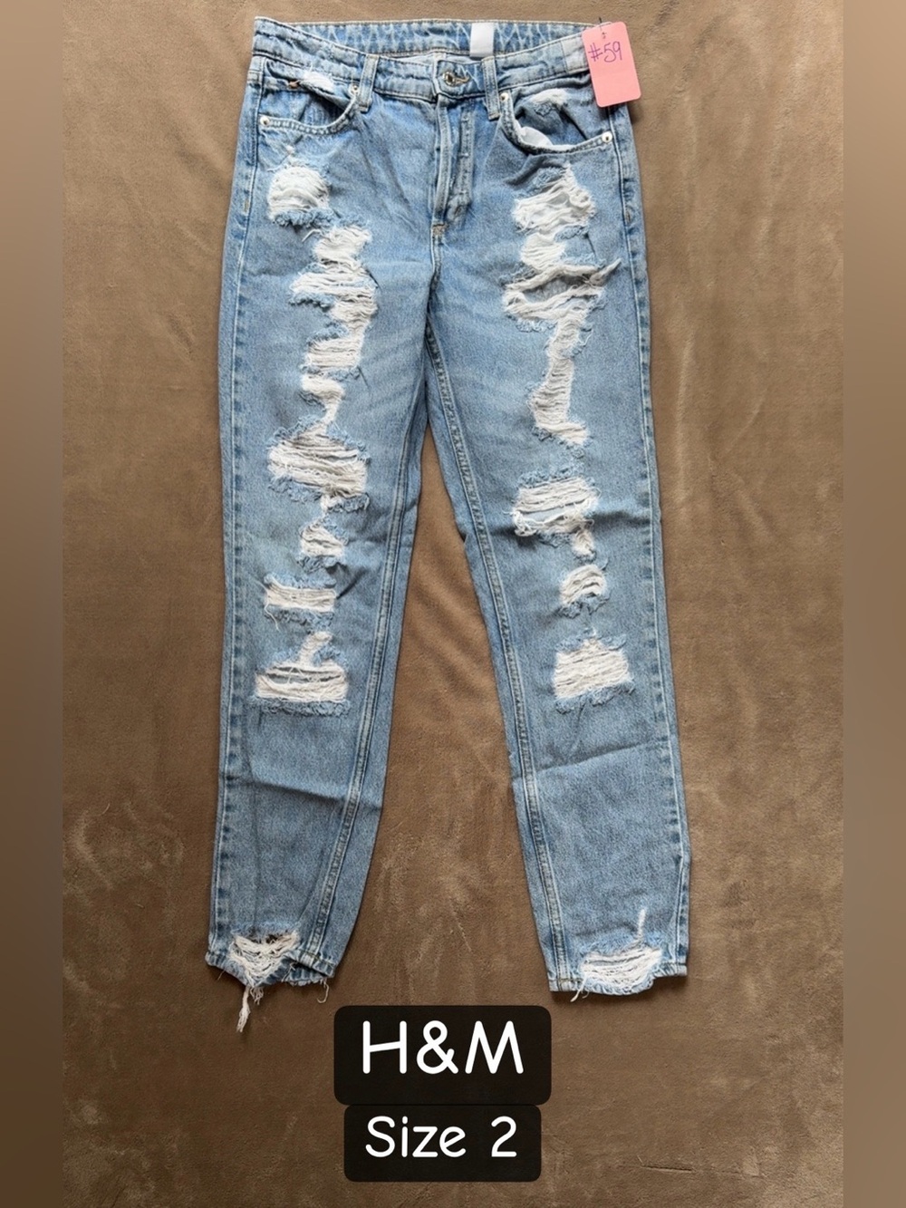 H&M Light Wash Distressed Boyfriend Jeans